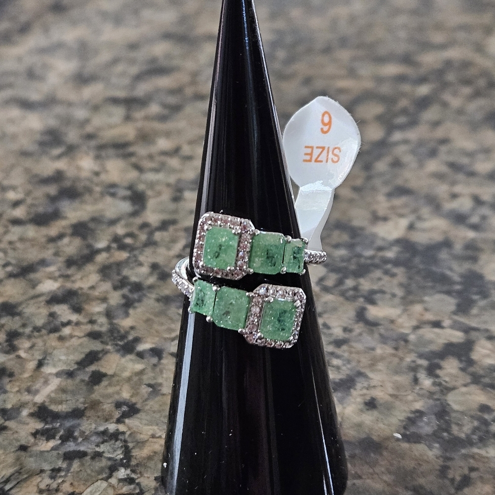 Bomb Party RG15524 "She Found Her Forever" Pale Green Ice Crystal Sz 6